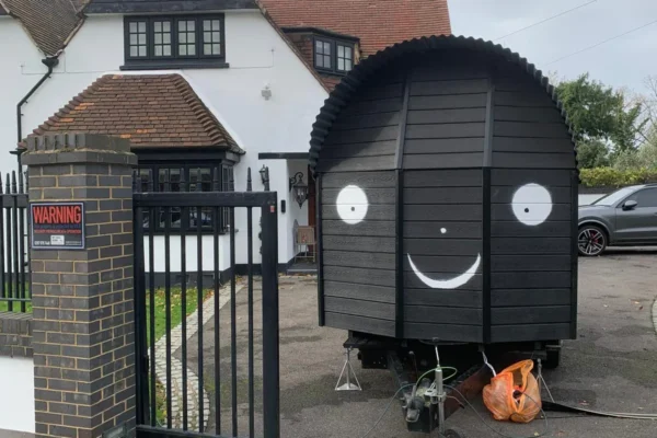 The Kids Cabin with its famous smiley face